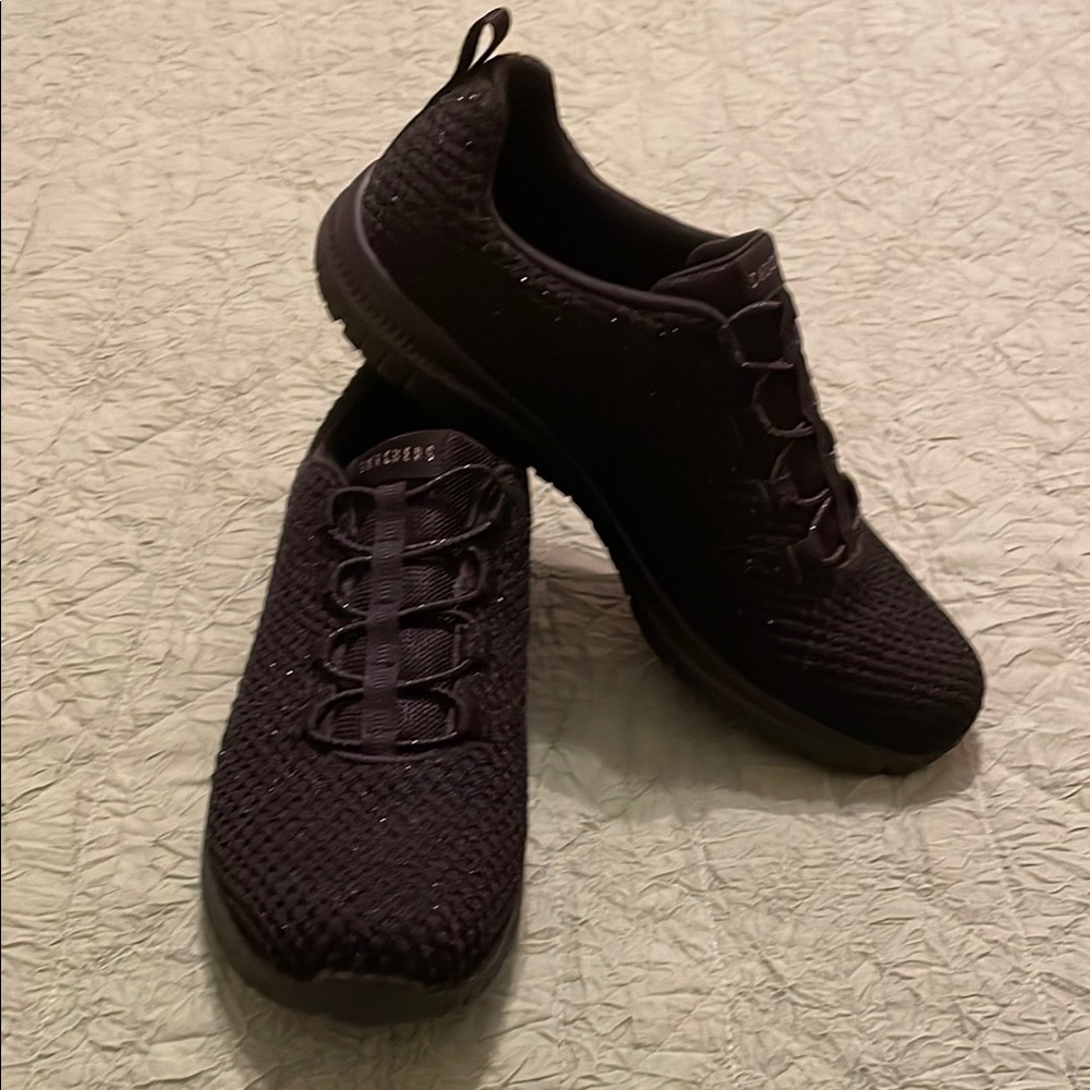 Black Skechers Knit with rhinestones Sneakers
